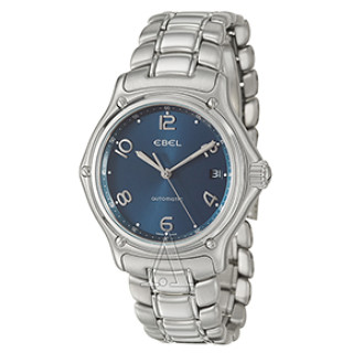 ebel玉宝1911系列908024114665p男款机械表38mm蓝色银色不锈钢