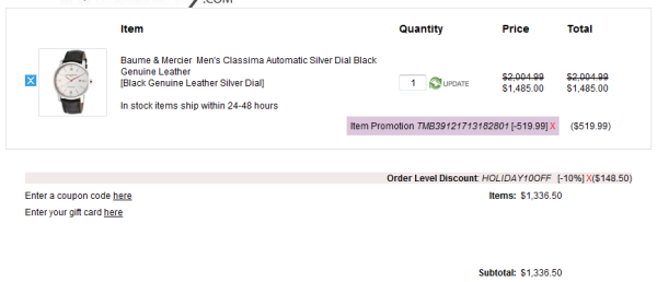 Baume & Mercier 名士 Classima 克莱斯麦系列 MOA10075 男款机械腕表