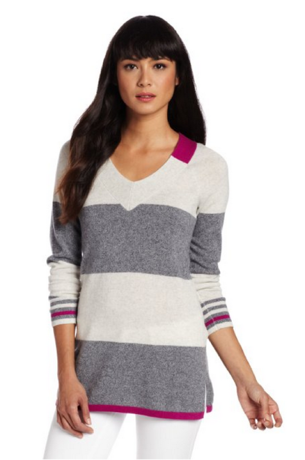 Design History 100% Cashmere 女式V领收腰羊绒衫