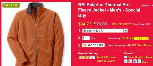 REI Polartec Thermal Pro Fleece Jacket 男款抓绒衣(多色可选)