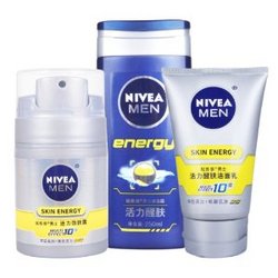 NIVEA 妮维雅 男士活力礼盒(劲肤露50g+洁面乳100g+沐浴露250ml配洁面30g*3)+ 凌仕沐浴露