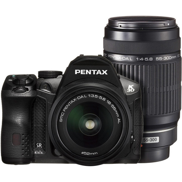Pentax 宾得 K-30 双头套机（18-55、55-300）单反数码相机（黑色）