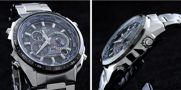 历史新低：CASIO 卡西欧 Edifice系列 EQS500DB-1A1 男士腕表（光动能、五马达、三眼七针、实心不锈钢）