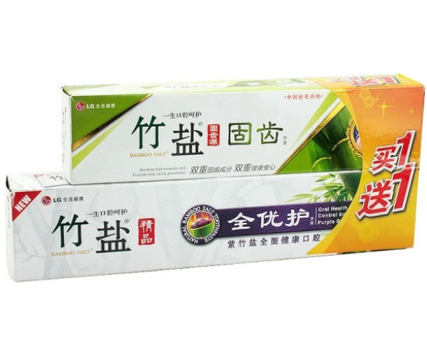限华东lg竹盐精品全优护牙膏220g固齿源牙膏115g