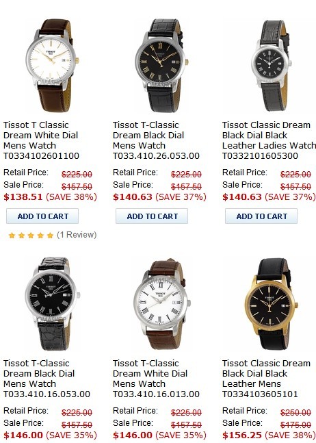 促销活动：JOMASHOP 多款 Tissot 天梭 腕表降价促销