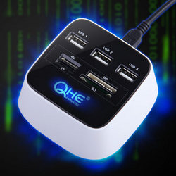 QHE 七河 USB分线器 带高速读卡器 