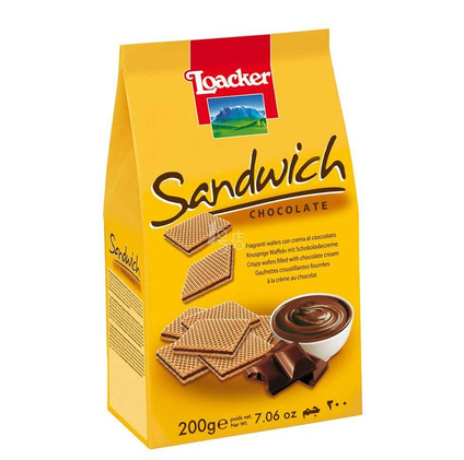 限华北、华东:Loacker 莱家 薄片装威化 巧克力味 200g*2袋
