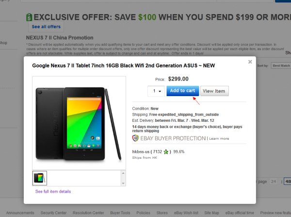 免费直邮:Google 谷歌 Nexus 7 二代 平板电脑 16G