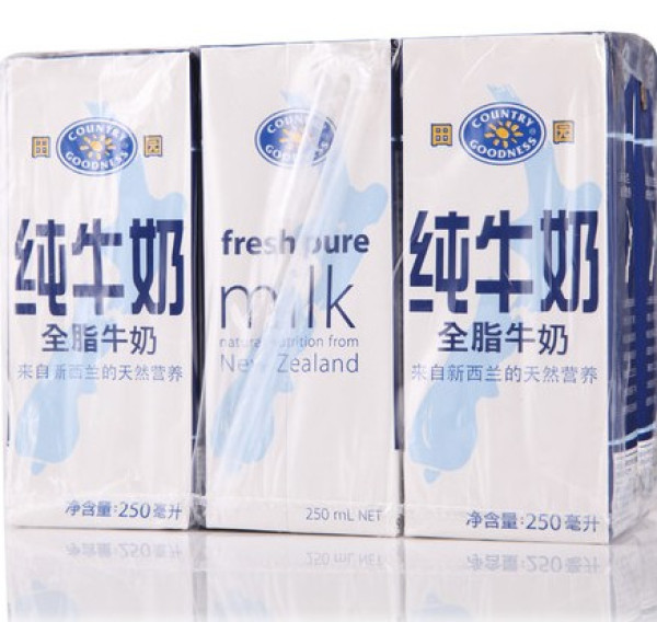 country goodness田园 全脂牛奶250ml *6盒