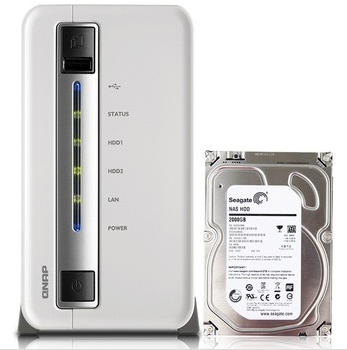 QNAP 威联通 TS-212P NAS 网络存储服务器(USB3.0、双盘位、QTS 4.0、512M)+ WD 2T红盘/希捷2T NAS盘