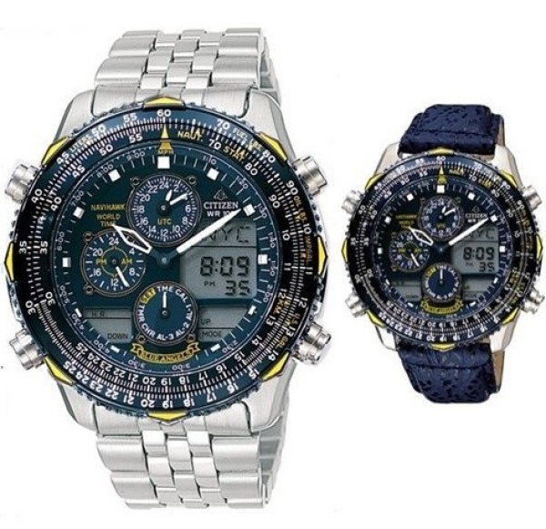 CITIZEN 西铁城 SKYHAWK 空中之鹰系列 BLUE ANGELS 蓝天使 JN0040-58L 男款腕表(光动能、加送蓝色真皮表带)