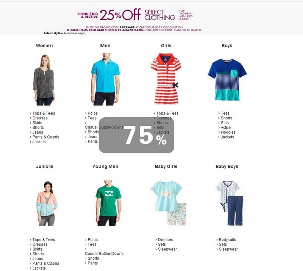促销活动：美国亚马逊 夏季服装 男女衣裤 童装 促销