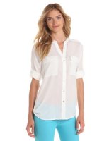 Calvin Klein Crew Roll Sleeve Shirt Button Up 女士衬衫