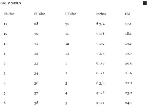 juicy couture 女孩鞋子尺码