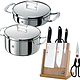 ZWILLING 双立人 TWIN Gourmet Clad 40930-003-982-B（24cm煎炒锅、20cm汤锅+刀具5件套）