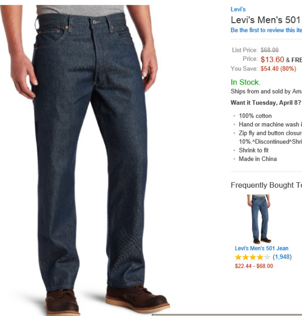 Levi's 李维斯 501 男士直筒牛仔裤 多色可选(Shrink-to-Fit STF 原色牛,养牛经典款)