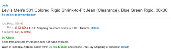 Levi's 李维斯 501 男士直筒牛仔裤 多色可选(Shrink-to-Fit STF 原色牛,养牛经典款)