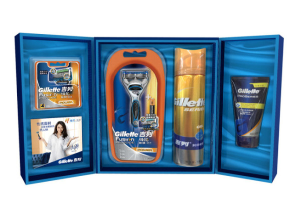 限华东:Gillette 吉列 Fusion Proglide 锋隐电动剃须刀 节日套装礼盒(1刀架、5刀头、洗面奶、泡沫)