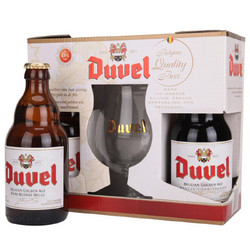 Duvel 督威 黄金麦芽啤酒礼盒（330ml*2瓶+原装“督威”郁金香型玻璃啤酒杯*1）