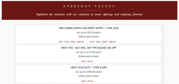 促销活动:Brooks Brothers 布克兄弟 美国官网 每日精选促销