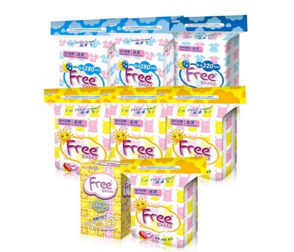 双重优惠:ABC Free丝薄干爽网面卫生巾(7件套)+丝薄棉柔8件套