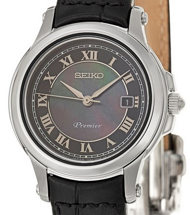 SEIKO 精工 Premier 峰极系列 SXDE05P1 女款时尚腕表（黑珍珠贝母表盘）