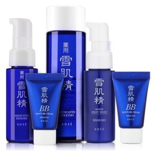 KOSE 高丝 雪肌精基础护理套组(化妆水50ml+乳液20ml+洗颜乳20g+BB霜02 6g*2)