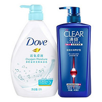 Dove 多芬 美肤沐浴乳1000ml+清扬 男士去屑洗发露 680ml+LUX 力士 精油香氛沐浴乳 180ml*2瓶