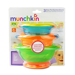 munchkin 满趣健 Stay Put Suction 宝宝吸盘碗 （3个装）