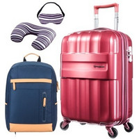 移动端：Samsonite 新秀丽 学讯 20寸红色拉杆箱+蓝色背包+舒适旅行枕