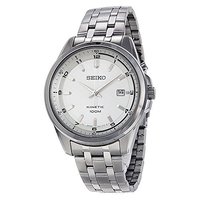 SEIKO 精工 KINETIC系列 SKA629 男士人动电能手表 42mm 银盘 银色不锈钢表带 圆形