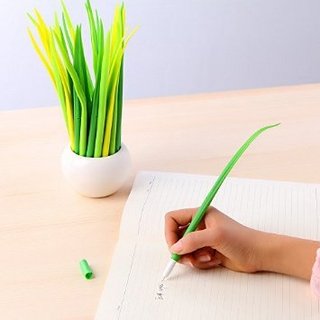 Generic Poo-leaf Forest Green Grass-blade Ballpoint 硅胶草叶圆珠笔