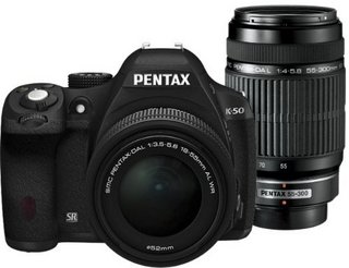 PENTAX 宾得 K-50 DAL 18-55/55-300mm WR镜头 双防水镜头单反套机