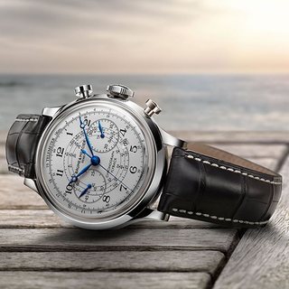 BAUME & MERCIER 名士 CAPELAND卡普蓝系列 MOA10006 男士机械手表 44mm 白盘 棕色皮质表带 圆形