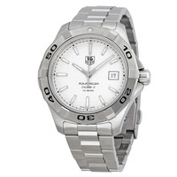 TAG Heuer 泰格豪雅 Aquaracer竞潜系列 WAP2011.BA0830 男士机械手表 41mm 白盘 银色不锈钢表带 圆形