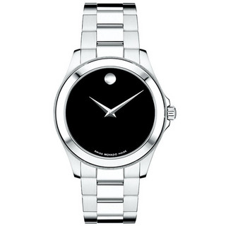 MOVADO 摩凡陀 尊动系列 0605746 男士石英手表 39mm 黑盘 银色不锈钢表带 圆形