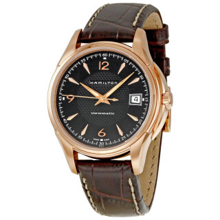 HAMILTON 汉米尔顿 爵士系列 H32445585 男士机械手表 37mm 黑盘 棕色皮革表带 圆形