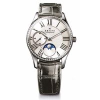 ZENITH 真力时 Heritage系列 16-2310-692-02-C706 女士机械手表 33mm 银盘 黑色鳄鱼皮表带 圆形