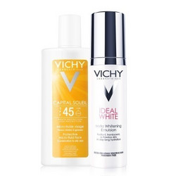 微信端：VICHY 薇姿 美白保湿防护套装（理想焕白活采乳液50ml+水盈清爽防晒露40ml）