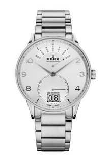 EDOX 依度 Les Vauberts系列 Day Retrograde 34006-3A-ABN 男款计时腕表 41mm 银色 银色 不锈钢