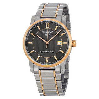 TISSOT 天梭 CLASSIC系列 T087.407.55.067.00 男士机械手表 40mm 黑盘 间金钛金属表带 圆形