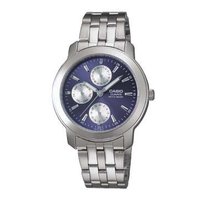 CASIO 卡西欧 指针系列 MTP-1192A-2ADF 男士石英手表 37mm 蓝盘 银色不锈钢带 圆形