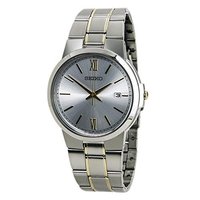 SEIKO 精工 SGEG45 男士石英手表 40mm 银盘 间金不锈钢带 圆形