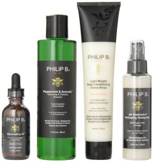 PHILIP B  Step Treatment 经典洗护套装重焕青春护发油 60ml+薄荷与鳄梨丰盈和净化洗发液 200ml+轻质深层调理清洁液 178ml+pH值恢复顺发调理喷雾 125ml