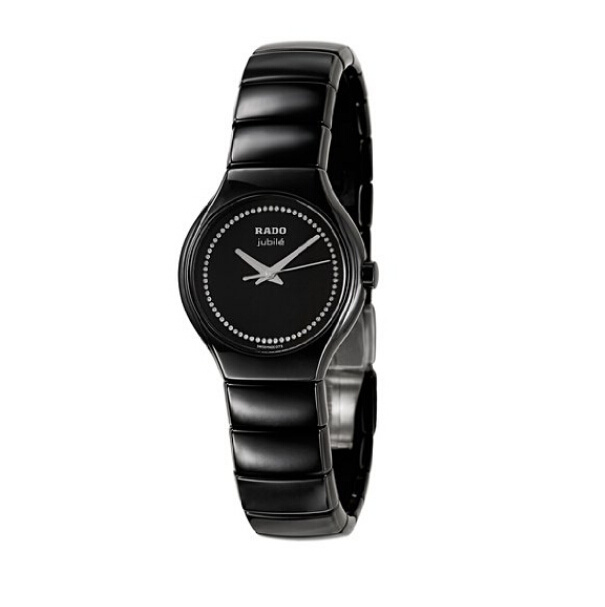 RADO 雷达 TRUE jubile系列 R27655732 女士石英手表 27mm 黑盘 黑色陶瓷表带 圆形