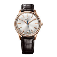 ZENITH 真力时 指挥官系列 22.2020.670/01.C498 男士机械手表 40mm 银盘 棕色鳄鱼皮带 圆形