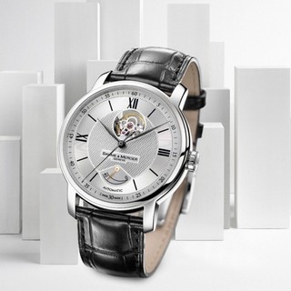 BAUME & MERCIER 名士 Classima系列 MOA08869 男士机械手表 42mm 银盘 黑色鳄鱼皮带 圆形