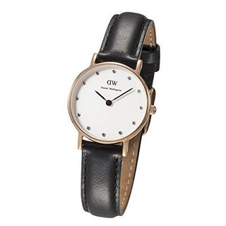 Daniel Wellington 丹尼尔惠灵顿 Classic系列 DW00100060 女士石英手表 26mm 白盘 黑色牛皮带 圆形