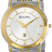 BULOVA 宝路华 98H48 男款时装腕表 37mm 银色 间金色 不锈钢间金