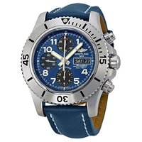 BREITLING 百年灵 超级海洋系列 A13341C3-C893BLLT 男士机械手表 44mm 蓝盘 蓝色真皮带 圆形